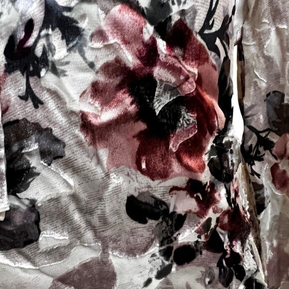 WHBM Floral Burnout Blouse | 2P | Silk Blend Long Sleeve Romantic Holiday Top - Picture 3 of 6